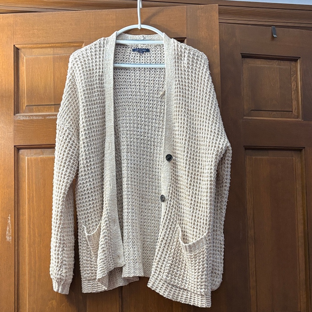 American Eagle Outfitters Cream Cardigan Sweater